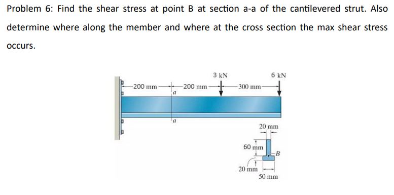 Solved Problem 6: Find the shear stress at point B at | Chegg.com
