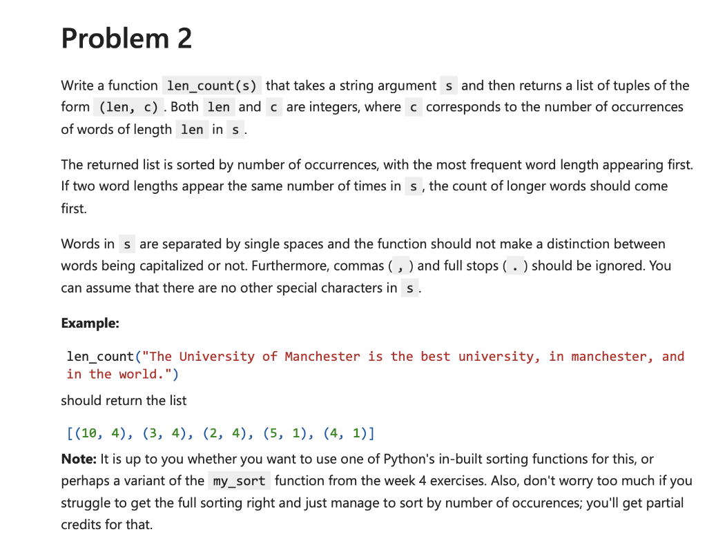 Solved Write a function len_count(s) that takes a string | Chegg.com