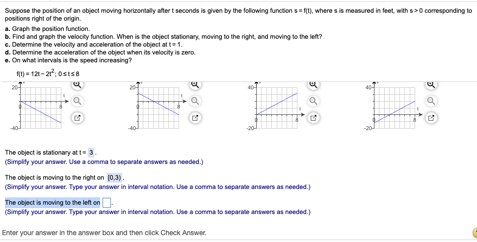 Solved Suppose The Position Of An Object Moving Horizontally 4071