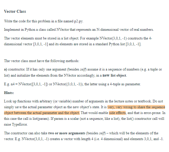 Solved Vector Class Write the code for this problem in a | Chegg.com