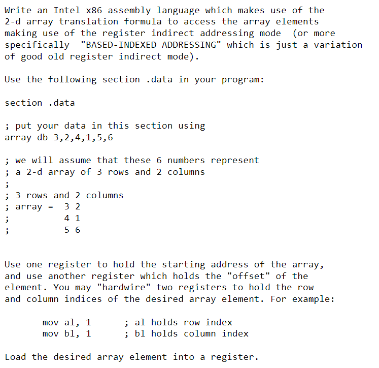 Solved Write An Intel X86 Assembly Language Which Makes Use | Chegg.com