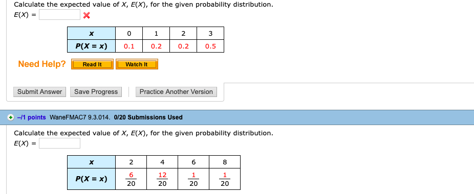 Solved Calculate the expected value of X, E(X), for the | Chegg.com