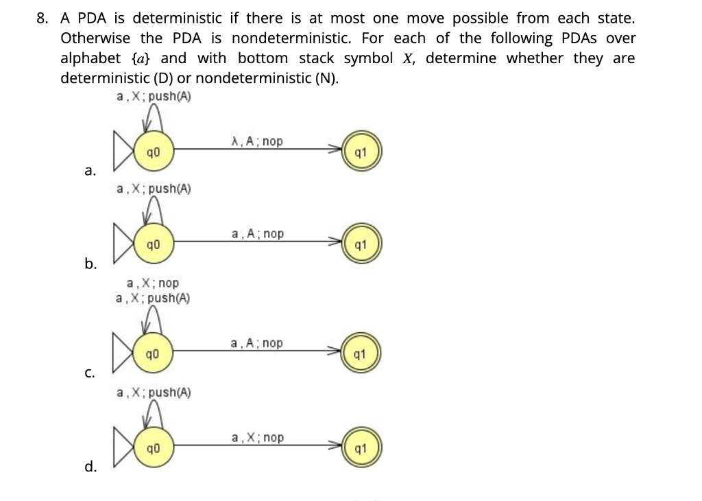 Solved 8. A PDA is deterministic if there is at most one