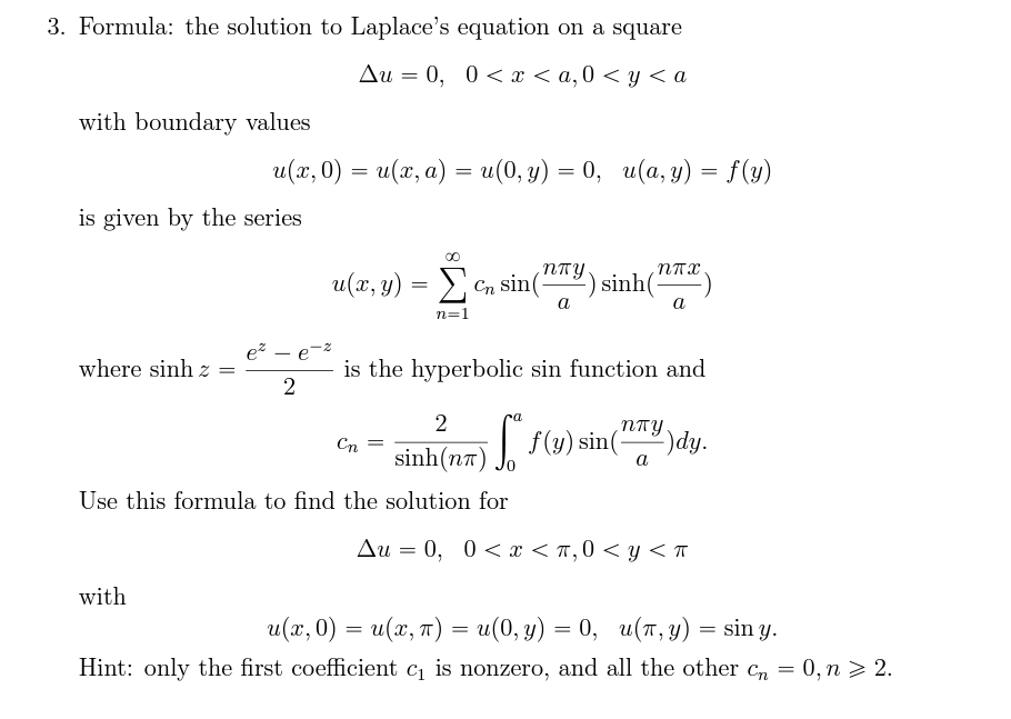 Solved Formula: The Solution To Laplace's Equation On A 