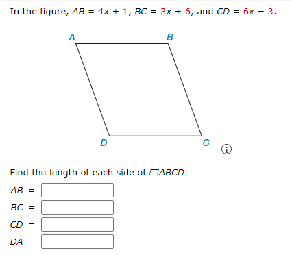 Solved In The Figure, Ab = 4x + 1, Bc = 3x + 6, And Cd = 6x 