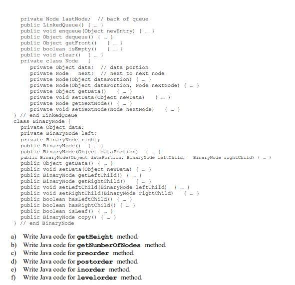 Solved a) Write Java code for getHeight method. b) Write | Chegg.com