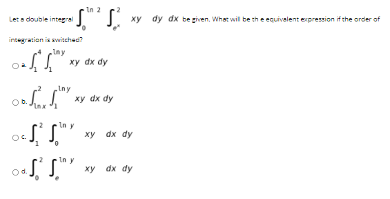 integration of xy dx formula