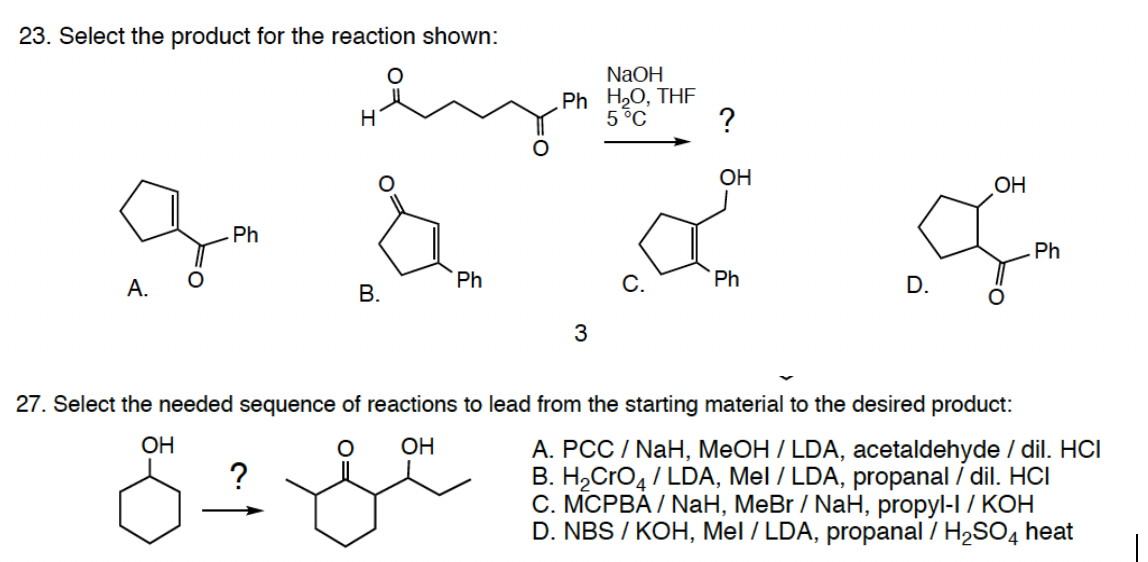 Solved 23 Select The Product For The Reaction Shown Naoh Chegg Com