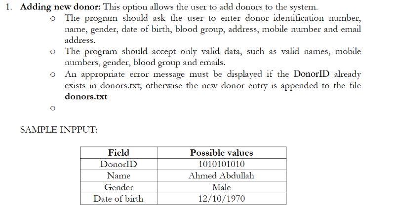 Solved The aim of Blood Bank Management System is to provide | Chegg.com