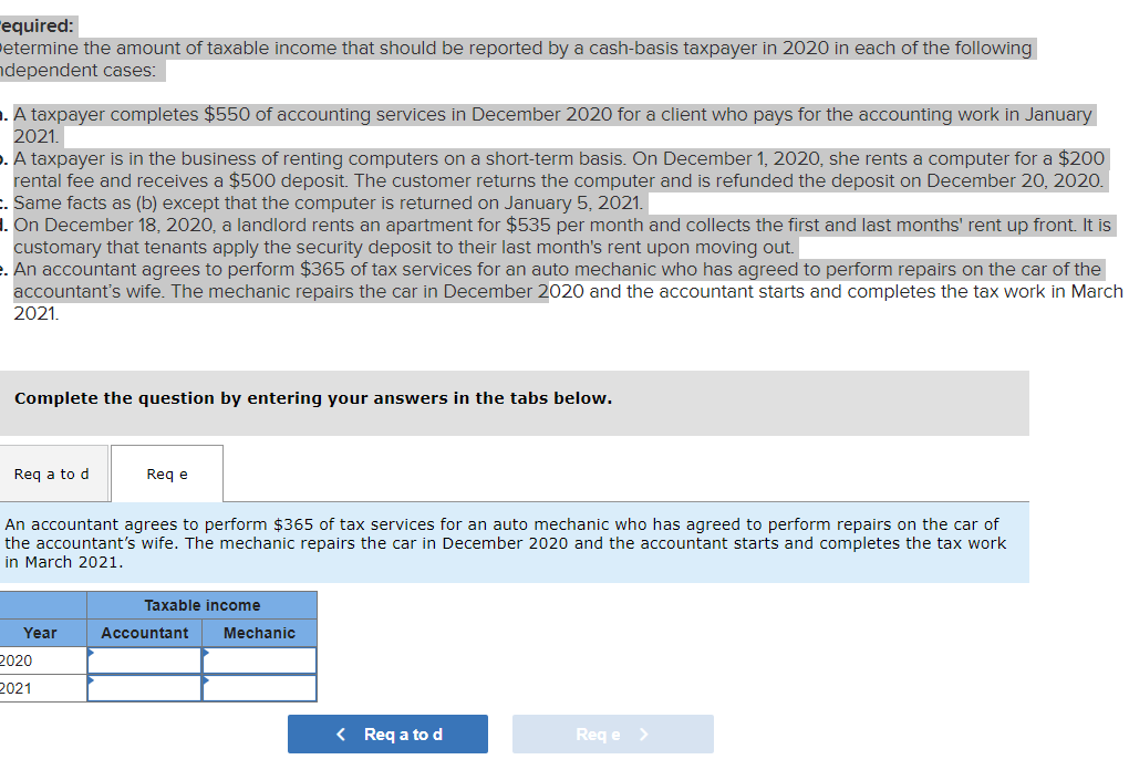 Solved Determine The Amount Of Taxable Income That Should Be Chegg