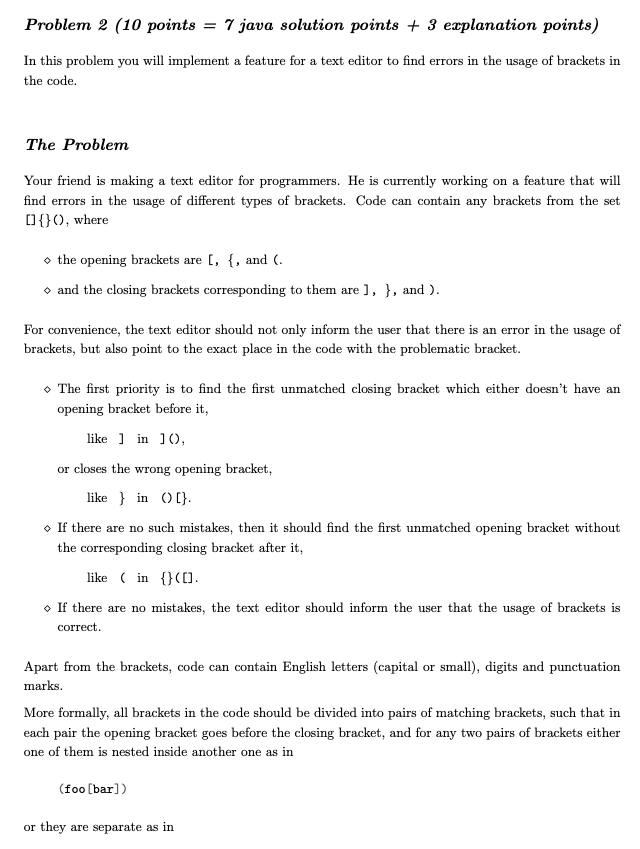 Solved Problem 2 (10 points = 7 java solution points + 3 | Chegg.com