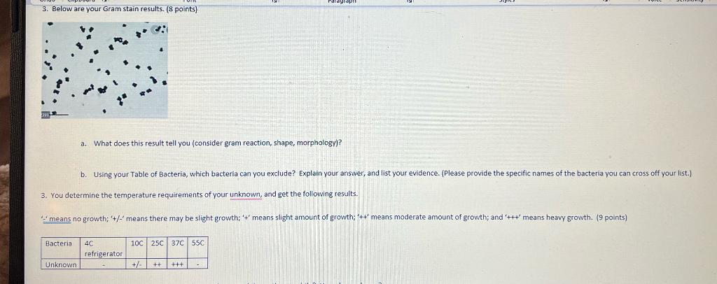 Solved 3. Below are your Gram stain results. ( 8 points) a. | Chegg.com