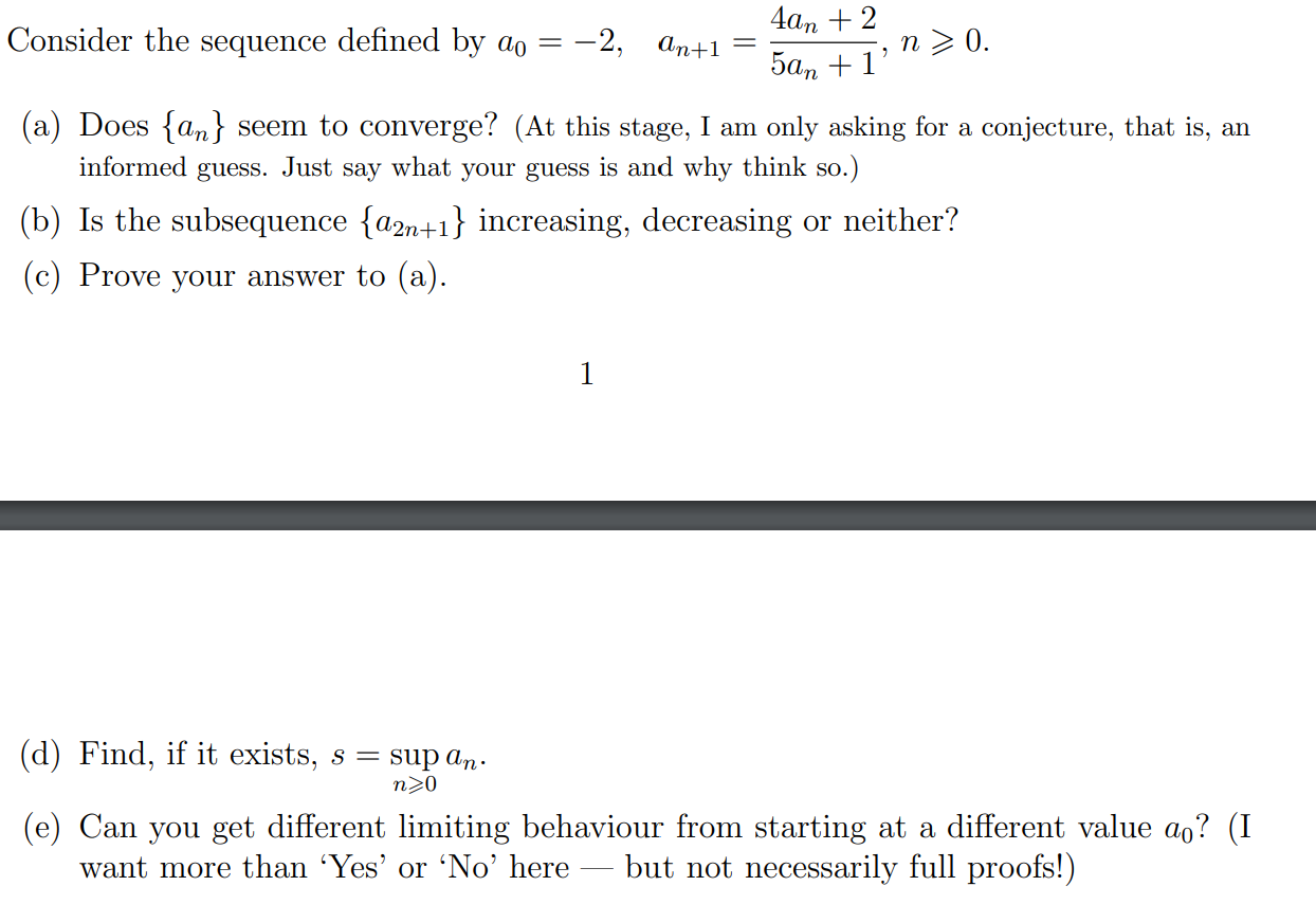 Solved Consider The Sequence Defined By | Chegg.com