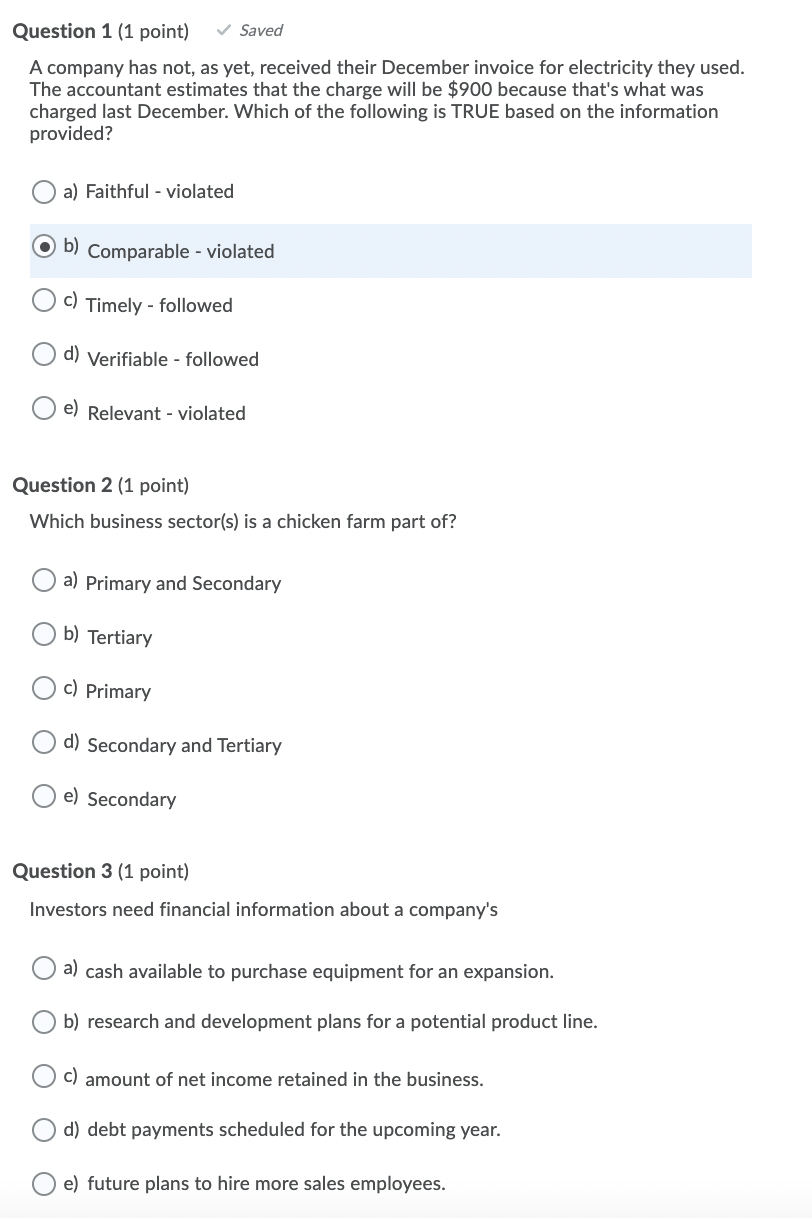 Solved Question 1 (1 point) Saved A company has not, as yet,