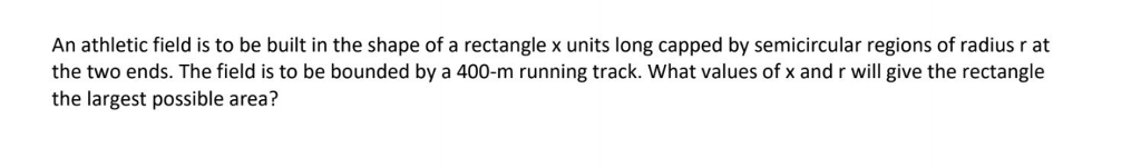 Solved An athletic field is to be built in the shape of a | Chegg.com