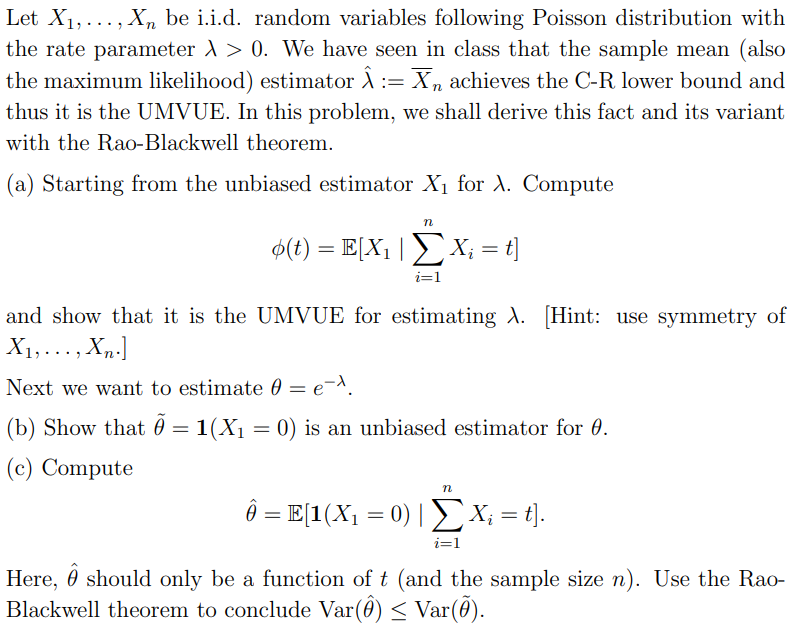 Let X1,…,Xn be i.i.d. random variables following | Chegg.com