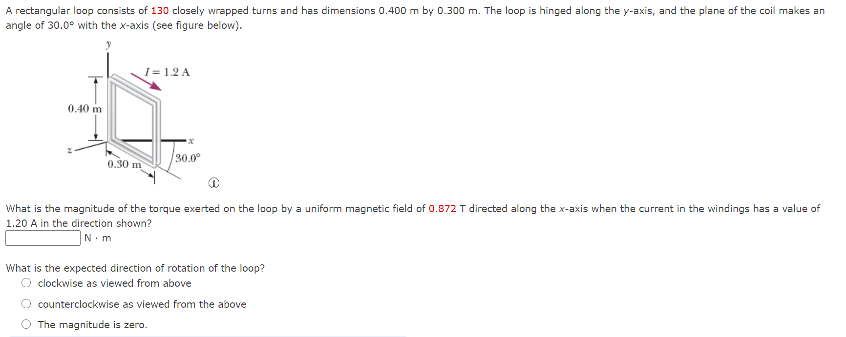 Solved A rectangular loop consists of 130 closely wrapped | Chegg.com