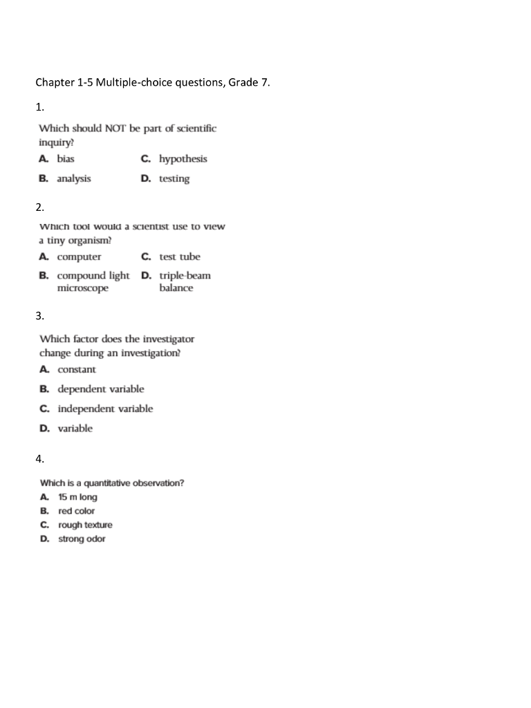 hypothesis multiple choice questions