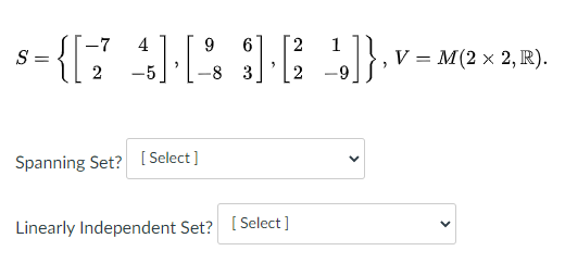 Solved In each case, determine whether or not the set S | Chegg.com