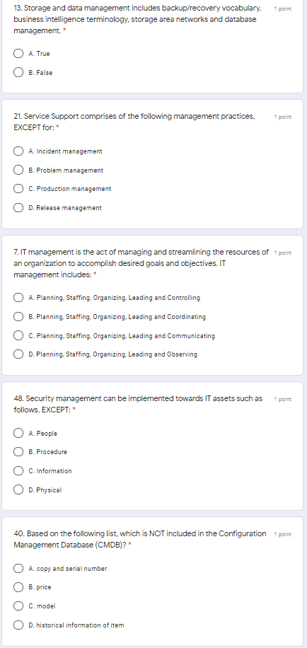 Solved 1 point 13. Storage and data management includes | Chegg.com