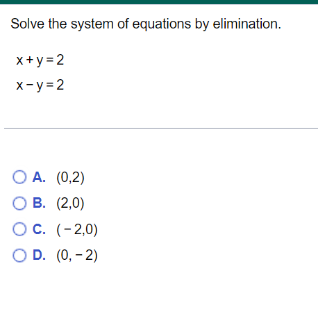 Solved Solve The System Of Equations By Elimination X Y 2 Chegg Com