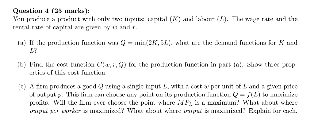 Solved Question 4 25 Marks You Produce A Product With