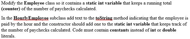 Solved Source code for Employee class: package | Chegg.com