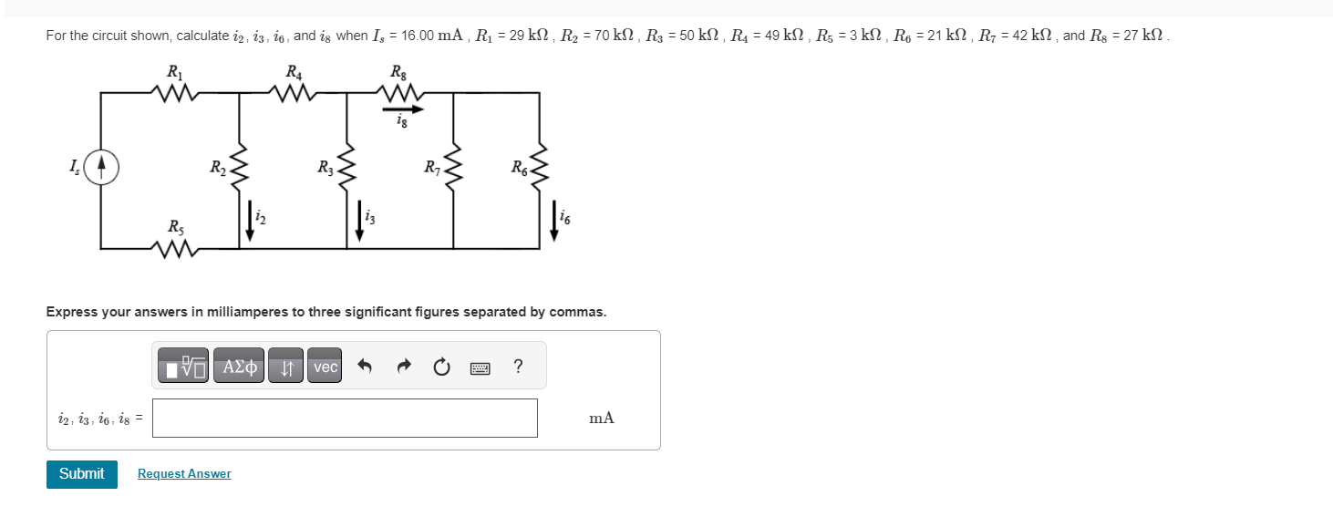 Solved For the circuit shown, calculate V1,V3, and V5 when | Chegg.com