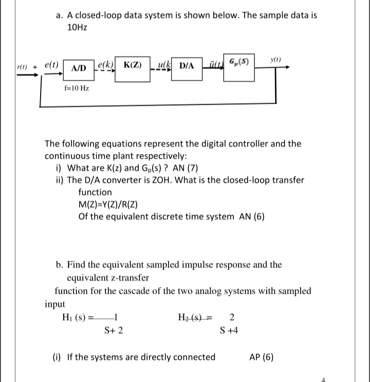 a. A closed-loop data system is shown below. The | Chegg.com