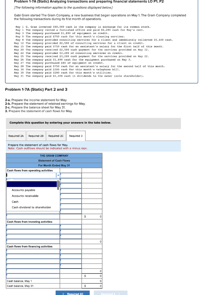 Solved Problem 1-7A (Static) Analyzing transactions and | Chegg.com