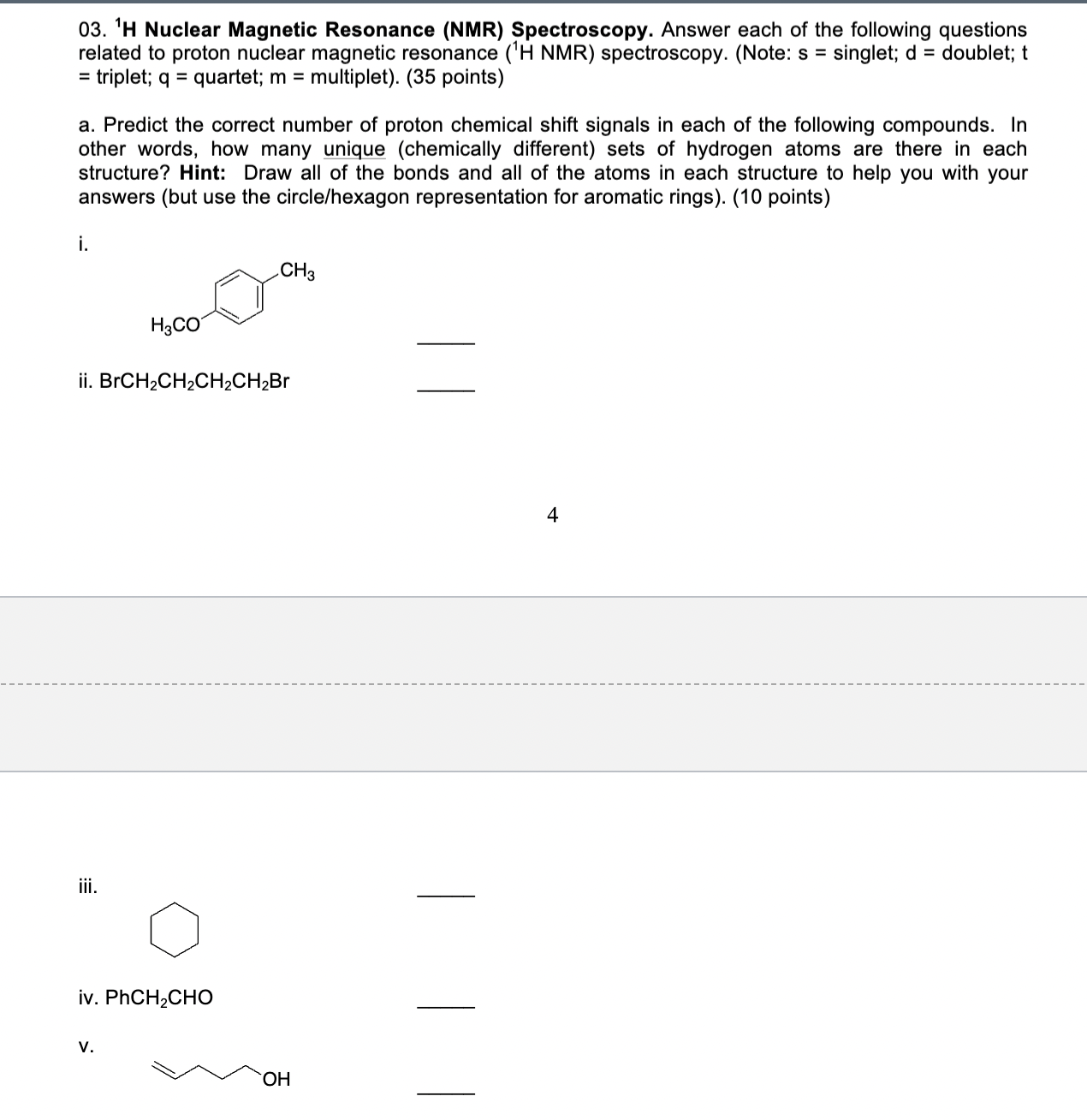 Solved 03. 1H Nuclear Magnetic Resonance (NMR) Spectroscopy. | Chegg.com