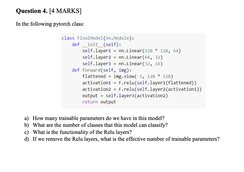 Solved In The Following Pytorch Class: | Chegg.com