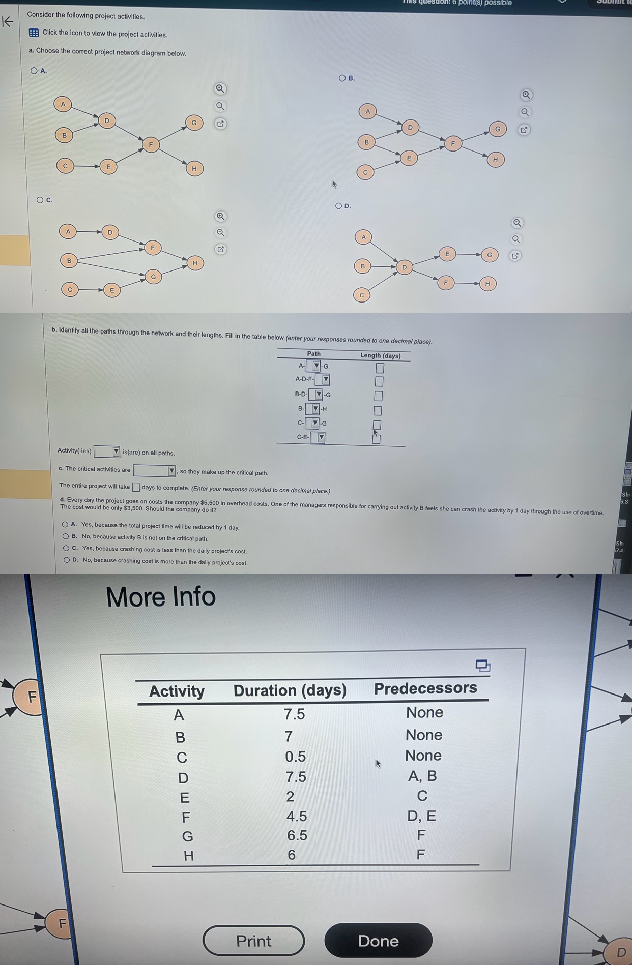 Solved B. ﻿Identify All The Paths Through The Network And | Chegg.com