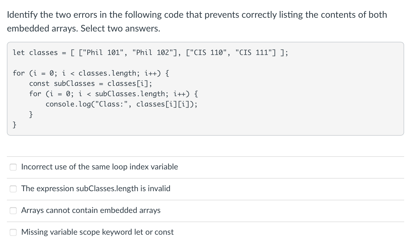 Solved Identify the two errors in the following code that | Chegg.com