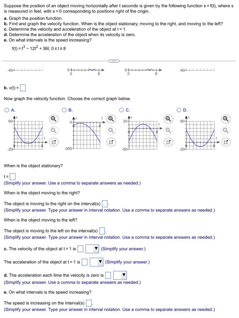 Solved Suppose the position of an object moving horizontally | Chegg.com