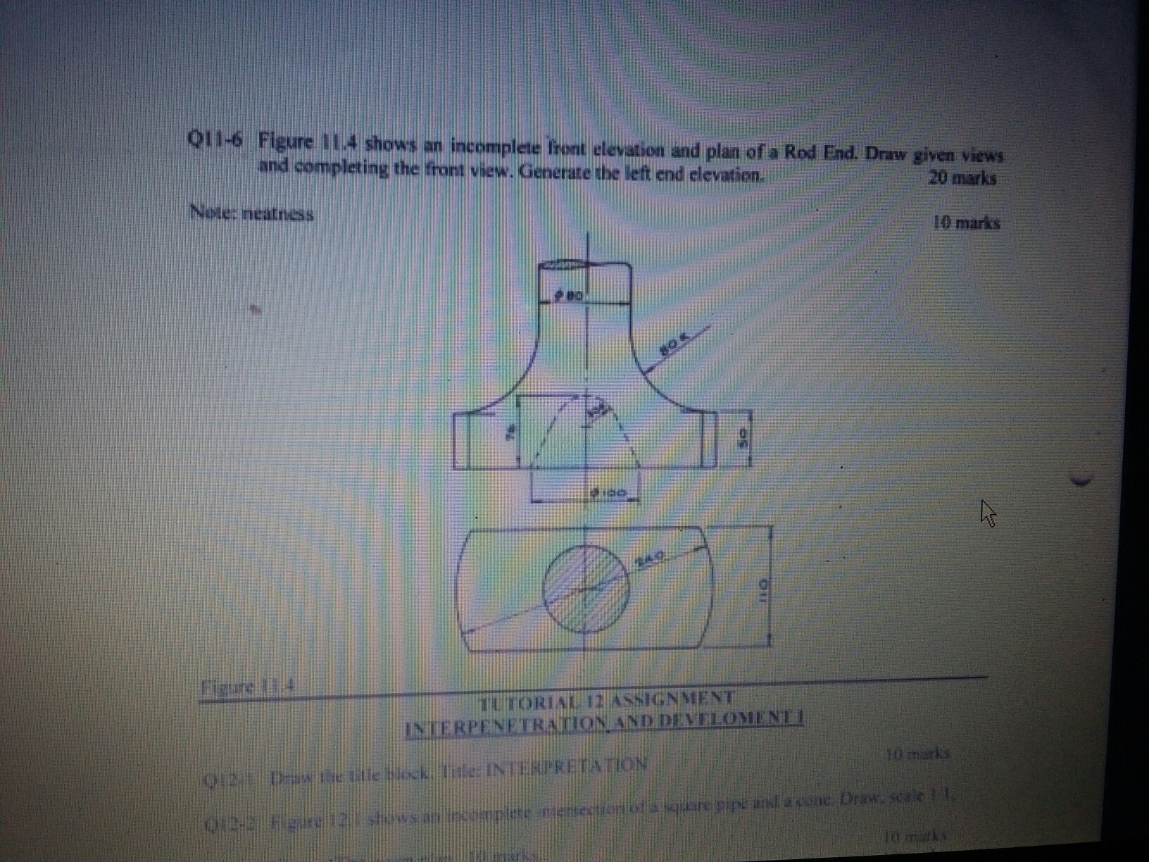 Solved 4 shows ㎜ incomplete front elevation and plan ofa Rod | Chegg.com