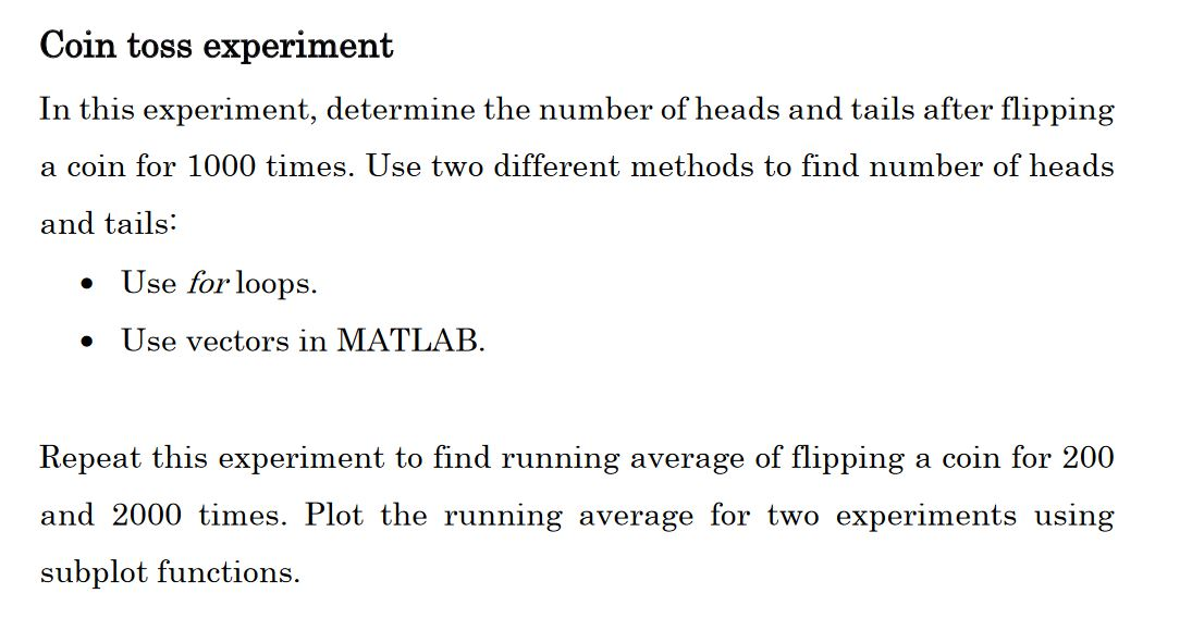 Coin toss experiment In this experiment, determine