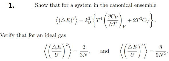 1. Show that for a system in the canonical ensemble | Chegg.com