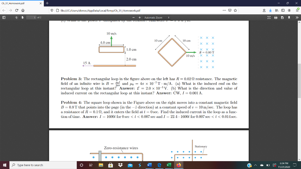 Solved Problem 3:The rectangular loop in the figure above on | Chegg.com