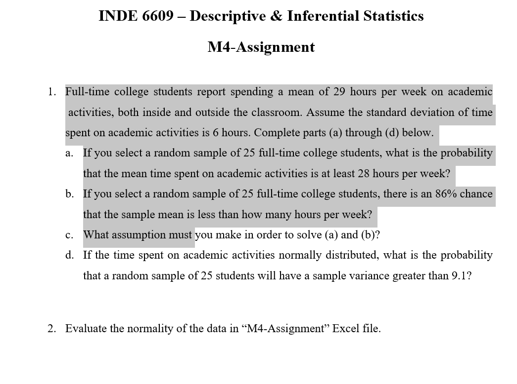 Solved INDE 30 – Descriptive & Inferential Statistics  Chegg.com