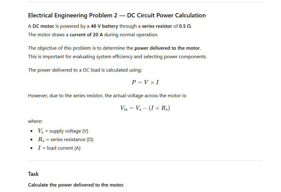 Solved Electrical Engineering Problem 2 - DC Circuit Power | Chegg.com