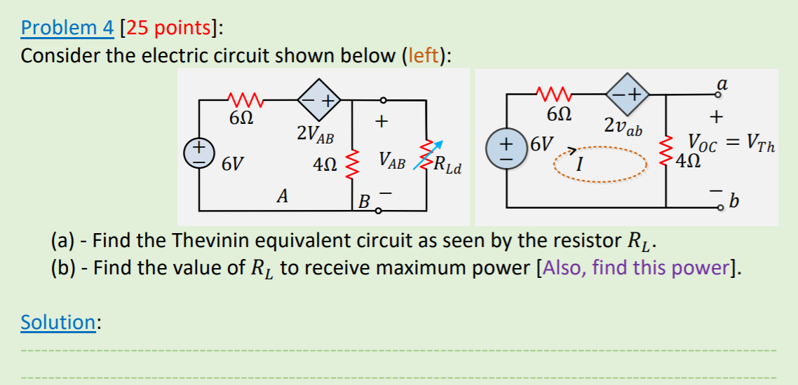 Solved Problem 4 (25 points]: Consider the electric circuit | Chegg.com