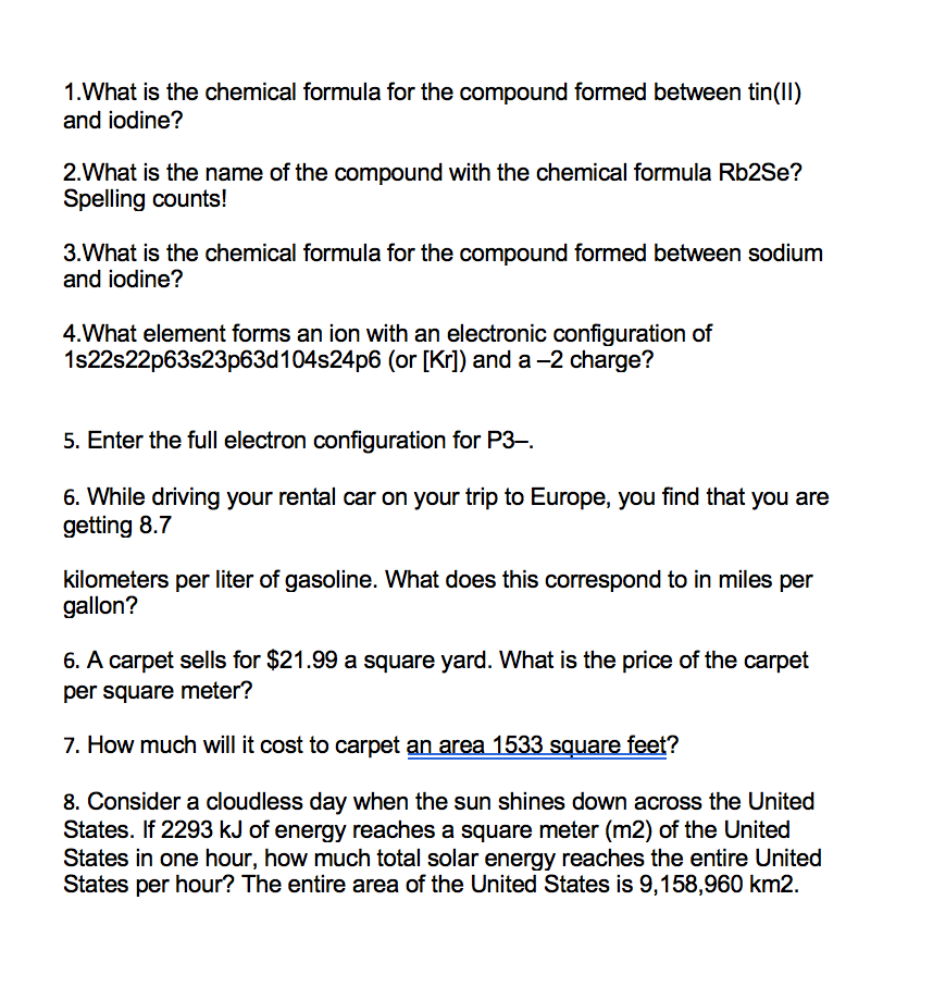 Solved 1.What is the chemical formula for the compound
