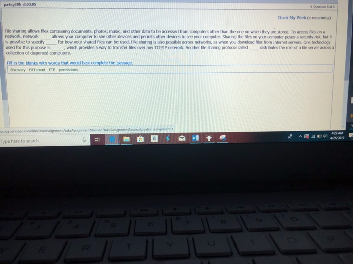 Solved 4 Question 5 of Check My Work (a remaining) File | Chegg.com