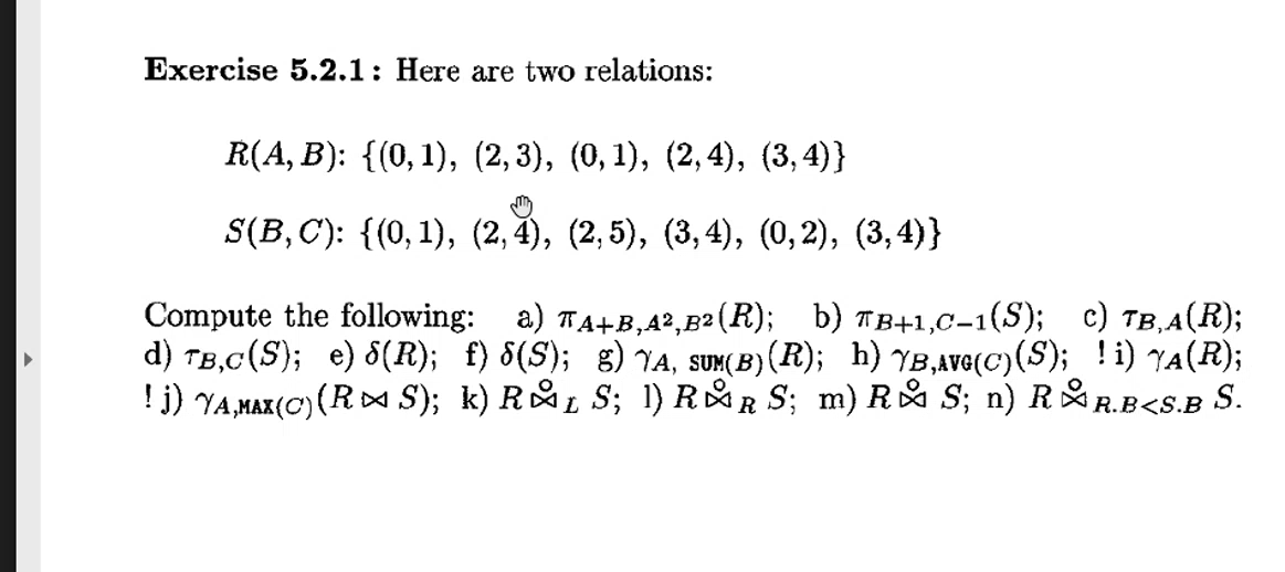 Solved Exercise 5.2.1 : Here Are Two Relations: | Chegg.com