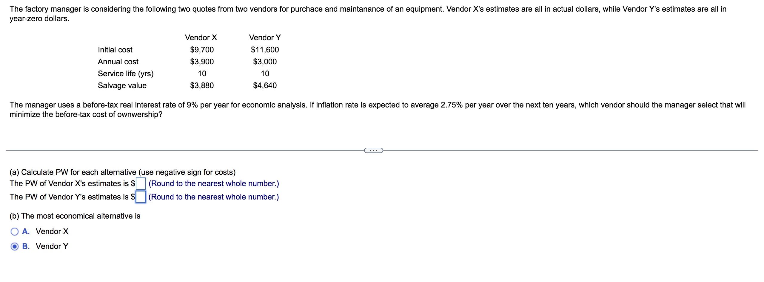 Solved The factory manager is considering the following two | Chegg.com