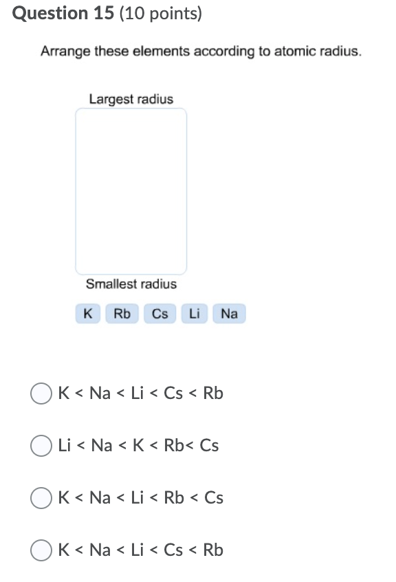 arrange these elements according to atomic radius.