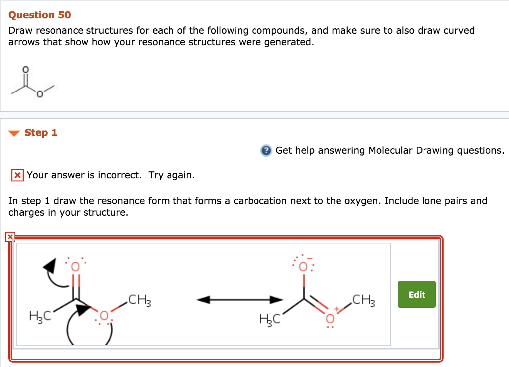Solved Question 50 Draw resonance structures for each of the | Chegg.com