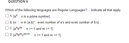 Solved QUESTION 6 Which of the following languages are | Chegg.com