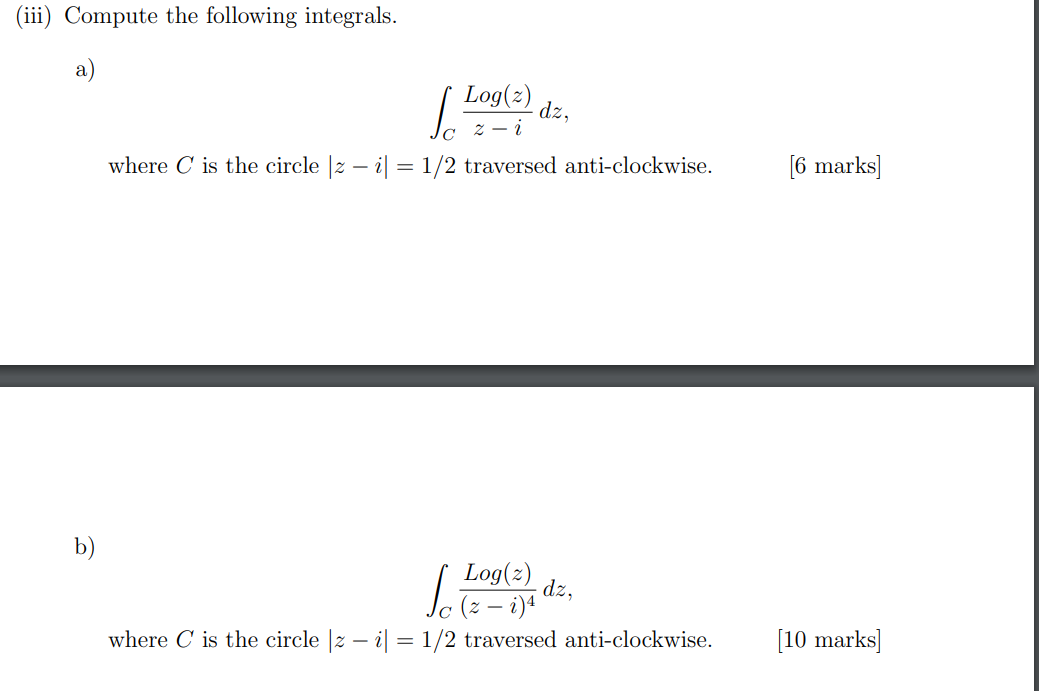 Solved (iii) Compute the following integrals. a) | Chegg.com
